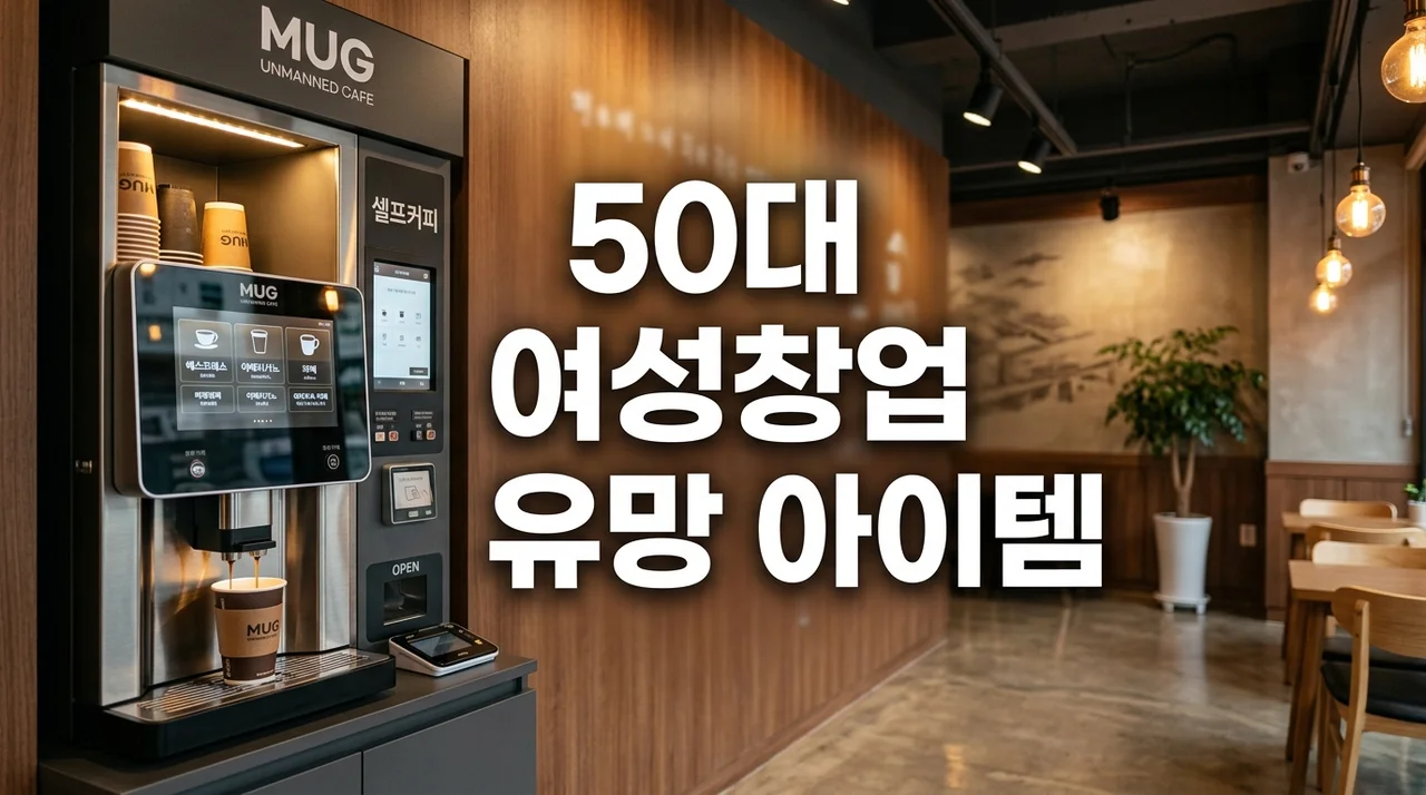 50대추천 여성창업, 체력 부담 없는 유망 아이템 베스트 5 (무인점포 특화)