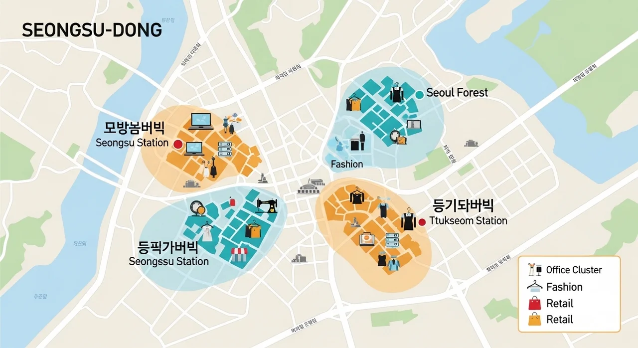 성수동 주요 구역별 오피스 특징 비교