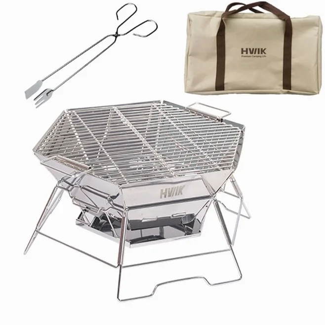 휘케이 육각 캠핑 화로대 바베큐 그릴 + 가방 + 집게