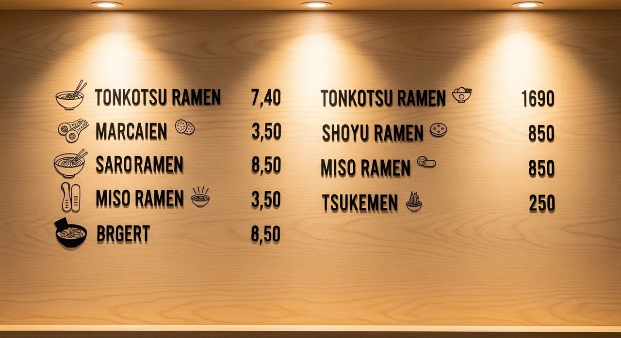 멘지라멘 주요 메뉴 및 가격대 한눈에 보기