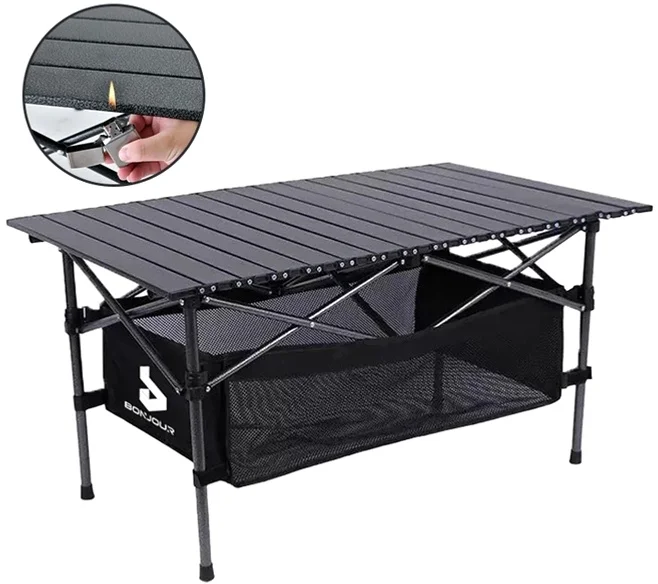 Bonjour 아웃도어 접이식 캠핑 테이블 휴대용 캠핑 경량 테이블 내모마성 스프레이 기술