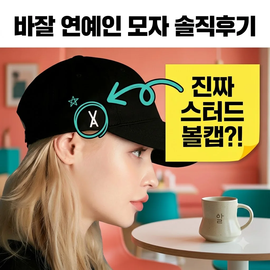 스터드 로고 오버핏 볼캡 블랙 바잘 연예인 모자 솔직후기